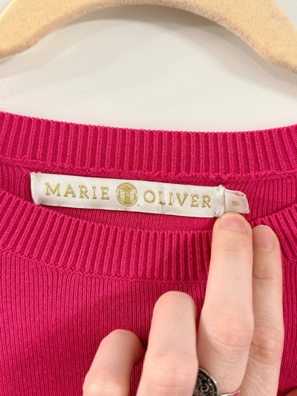 Marie Oliver Hot Pink Ruffle Sweater |Romantic Feminine Statement Piece (M)